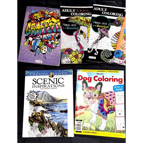 Lot Of 8 Adult Coloring Books Creative Haven, Dog Coloring and More - Picture 2 of 3
